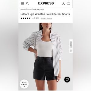 Editor High Waisted Faux Leather Shorts